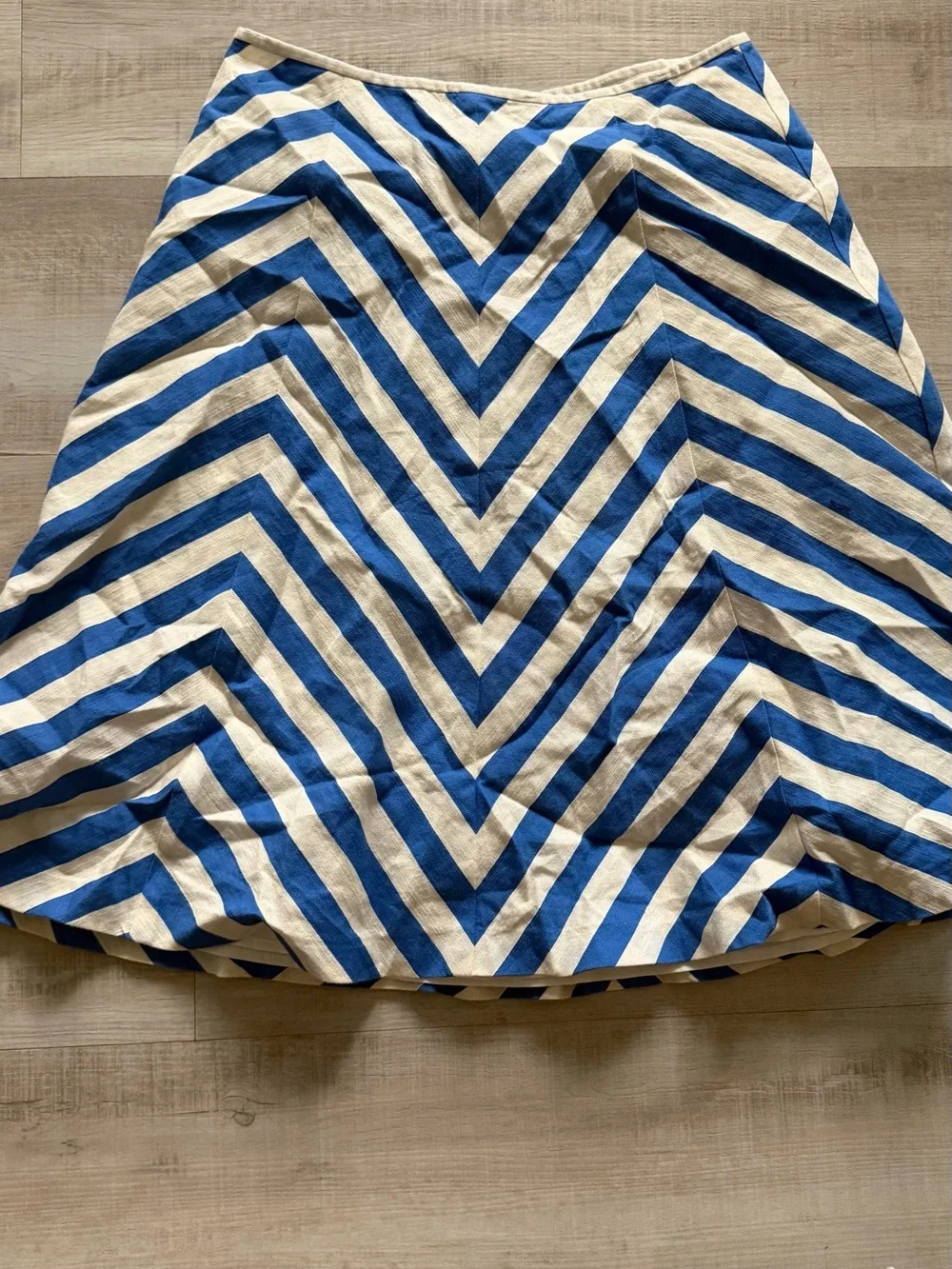 Talbots Blue and White Chevron Skater Skirt